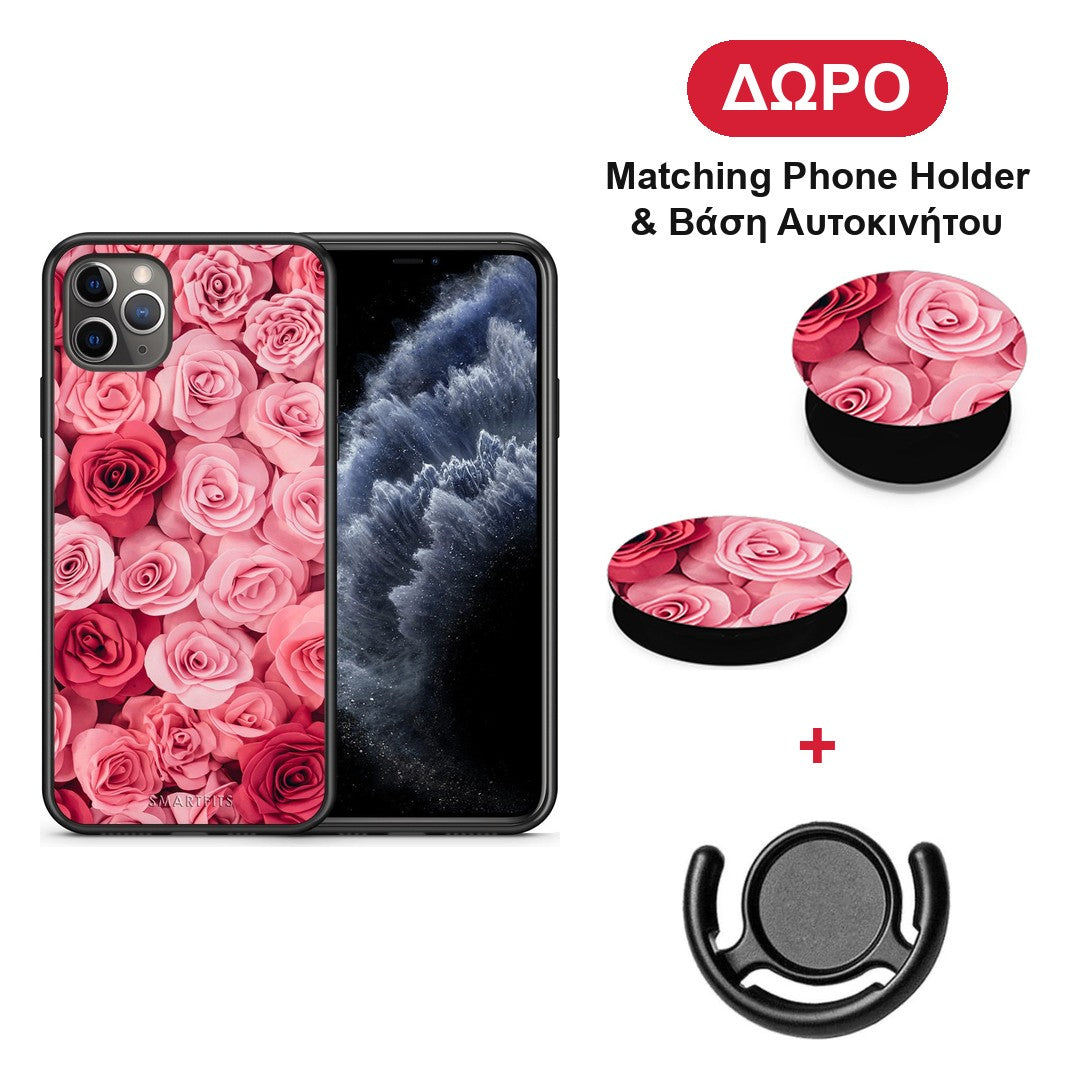 Valentine RoseGarden - iPhone 11 Pro Max θήκη + Δώρο Phone Holder & Βάση Αυτοκινήτου