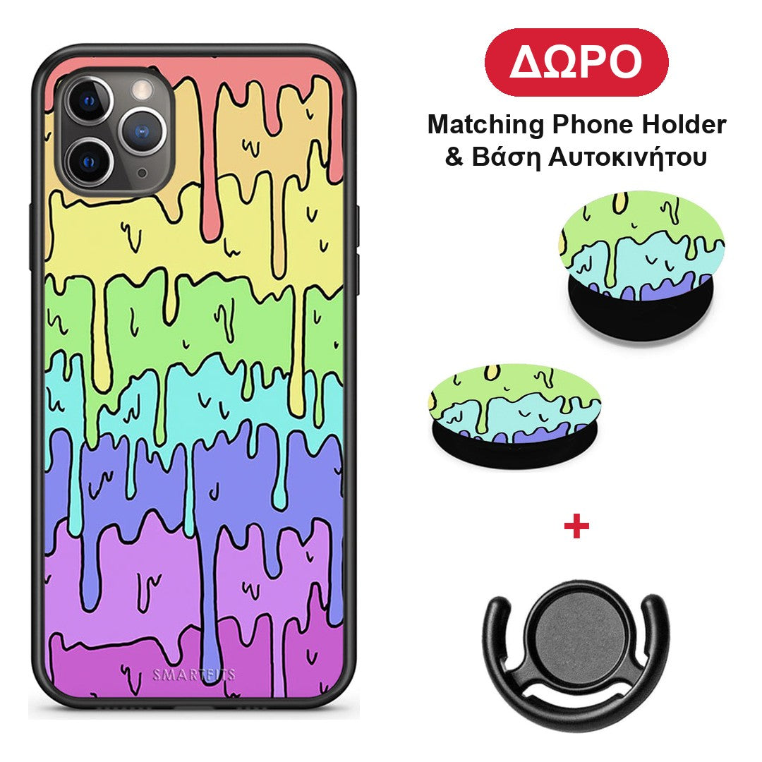 Melting Rainbow - iPhone 11 Pro θήκη + Δώρο Phone Holder & Βάση Αυτοκινήτου