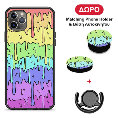 Melting Rainbow - iPhone 11 Pro θήκη + Δώρο Phone Holder & Βάση Αυτοκινήτου
