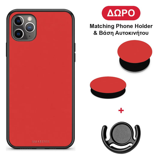 Poppy Red - iPhone 11 Pro θήκη + Δώρο Phone Holder & Βάση Αυτοκινήτου