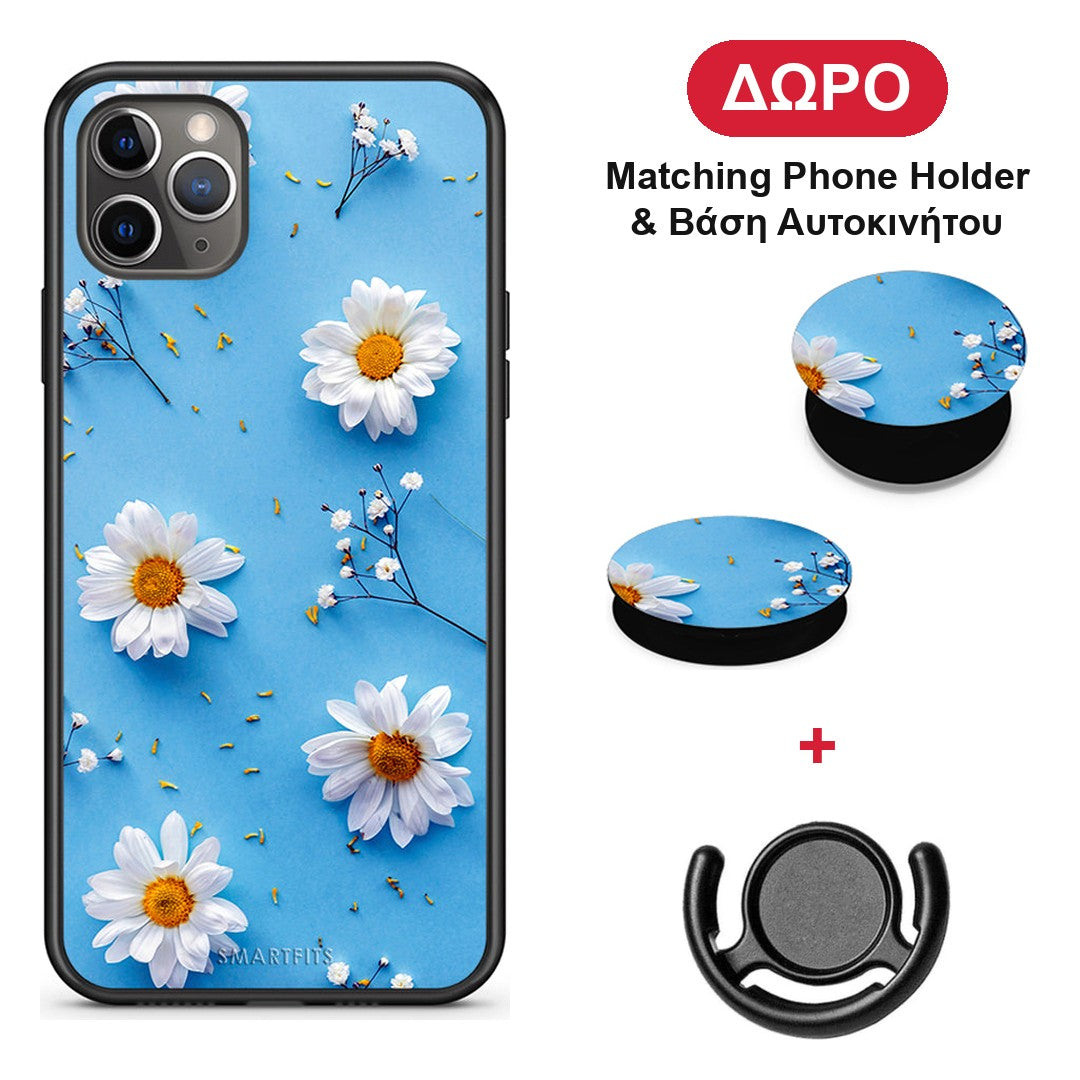 Real Daisies - iPhone 11 Pro θήκη + Δώρο Phone Holder & Βάση Αυτοκινήτου