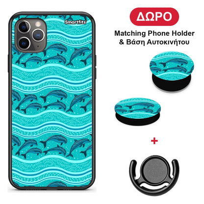 Swimming Dolphins - iPhone 11 Pro θήκη + Δώρο Phone Holder & Βάση Αυτοκινήτου