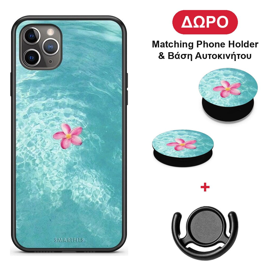 Water Flower - iPhone 11 Pro θήκη + Δώρο Phone Holder & Βάση Αυτοκινήτου