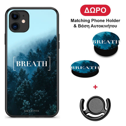 Quote Breath - iPhone 11 θήκη + Δώρο Phone Holder & Βάση Αυτοκινήτου