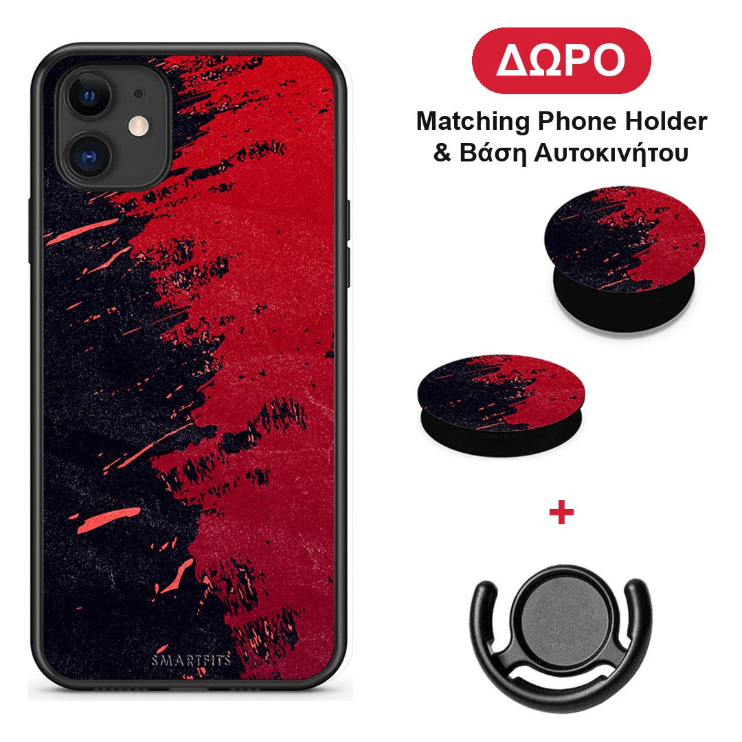 Red Paint - iPhone 11 θήκη + Δώρο Phone Holder & Βάση Αυτοκινήτου