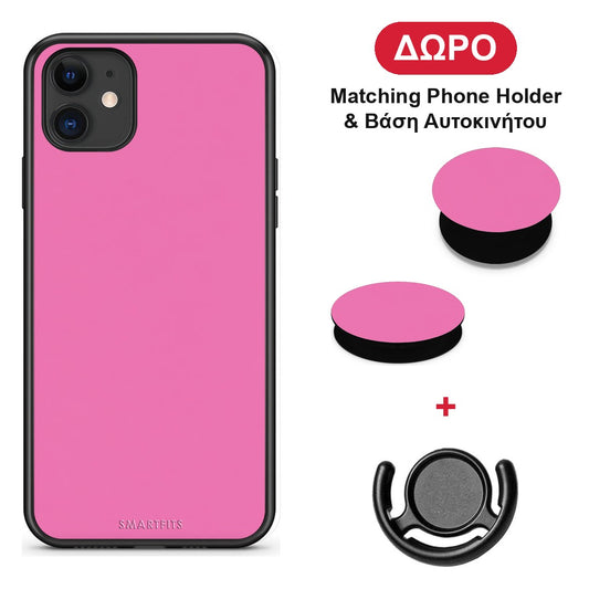 Rose Pink - iPhone 11 θήκη + Δώρο Phone Holder & Βάση Αυτοκινήτου