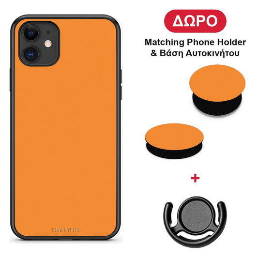 Tangerine Orange - iPhone 11 θήκη + Δώρο Phone Holder & Βάση Αυτοκινήτου