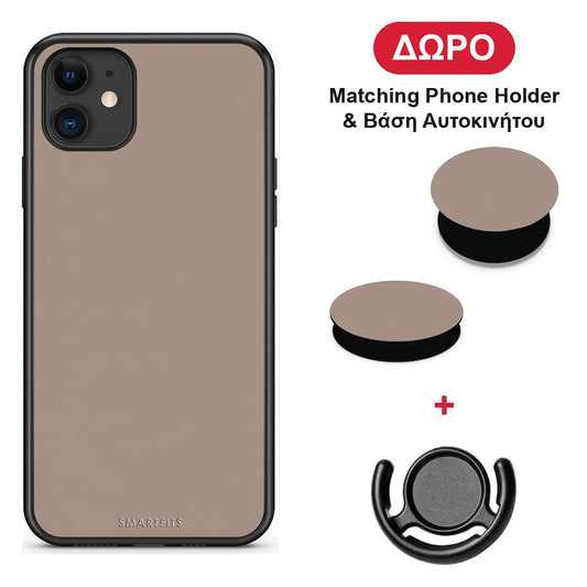 Warm Taupe - iPhone 11 θήκη + Δώρο Phone Holder & Βάση Αυτοκινήτου