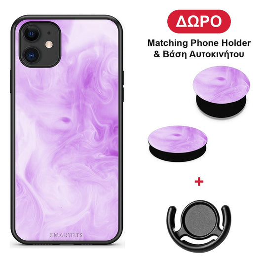 Watercolor Lavender - iPhone 11 θήκη + Δώρο Phone Holder & Βάση Αυτοκινήτου