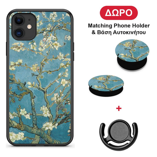 White Blossoms - iPhone 11 θήκη + Δώρο Phone Holder & Βάση Αυτοκινήτου