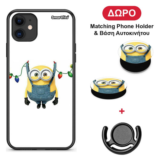 Xmas Minion Lights - iPhone 11 θήκη + Δώρο Phone Holder & Βάση Αυτοκινήτου