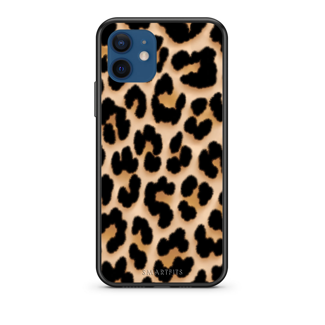 Θήκη iPhone 12 Leopard Print Tan Large από τη Smartfits με σχέδιο στο πίσω μέρος και μαύρο περίβλημα | iPhone 12 Leopard Print Tan Large case with colorful back and black bezels