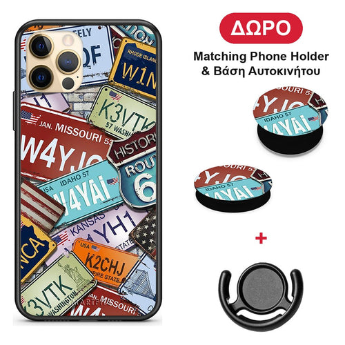 Car Plates - iPhone 12 θήκη + Δώρο Phone Holder & Βάση Αυτοκινήτου