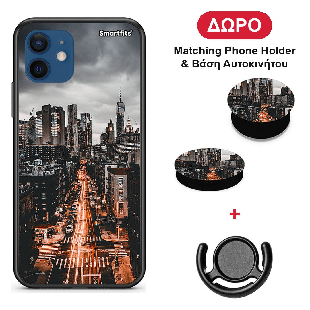 City Lights - iPhone 12 θήκη + Δώρο Phone Holder & Βάση Αυτοκινήτου