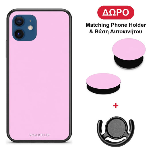 Cotton Candy Pink - iPhone 12 θήκη + Δώρο Phone Holder & Βάση Αυτοκινήτου