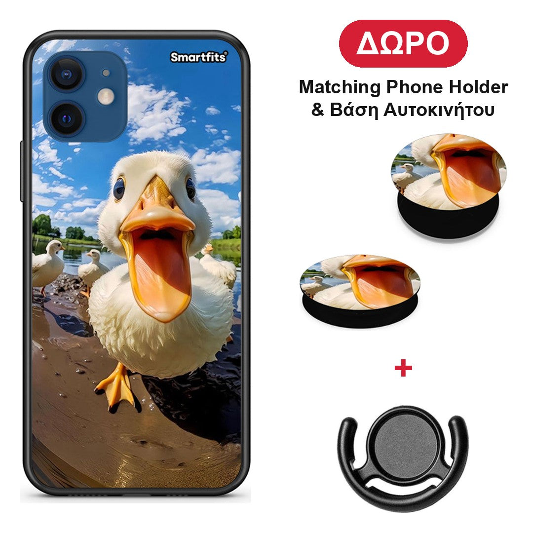 Duck Face - iPhone 12 θήκη + Δώρο Phone Holder & Βάση Αυτοκινήτου