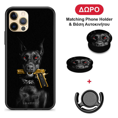 Golden Gun - iPhone 12 θήκη + Δώρο Phone Holder & Βάση Αυτοκινήτου