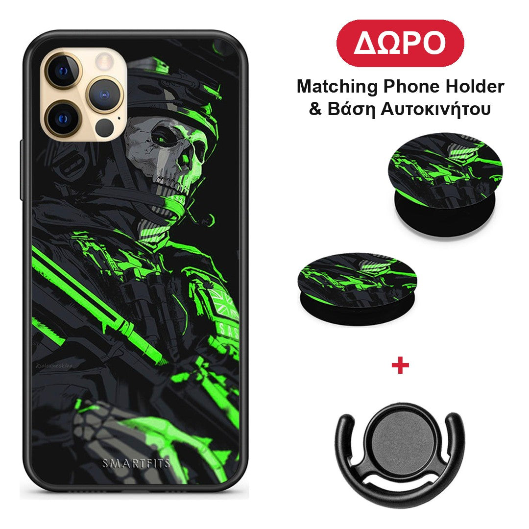 Green Soldier - iPhone 12 θήκη + Δώρο Phone Holder & Βάση Αυτοκινήτου