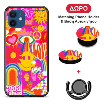 Hippie Love - iPhone 12 θήκη + Δώρο Phone Holder & Βάση Αυτοκινήτου