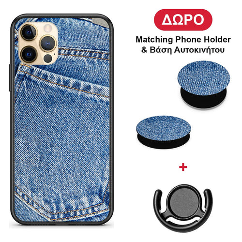 Jeans Pocket - iPhone 12 θήκη + Δώρο Phone Holder & Βάση Αυτοκινήτου