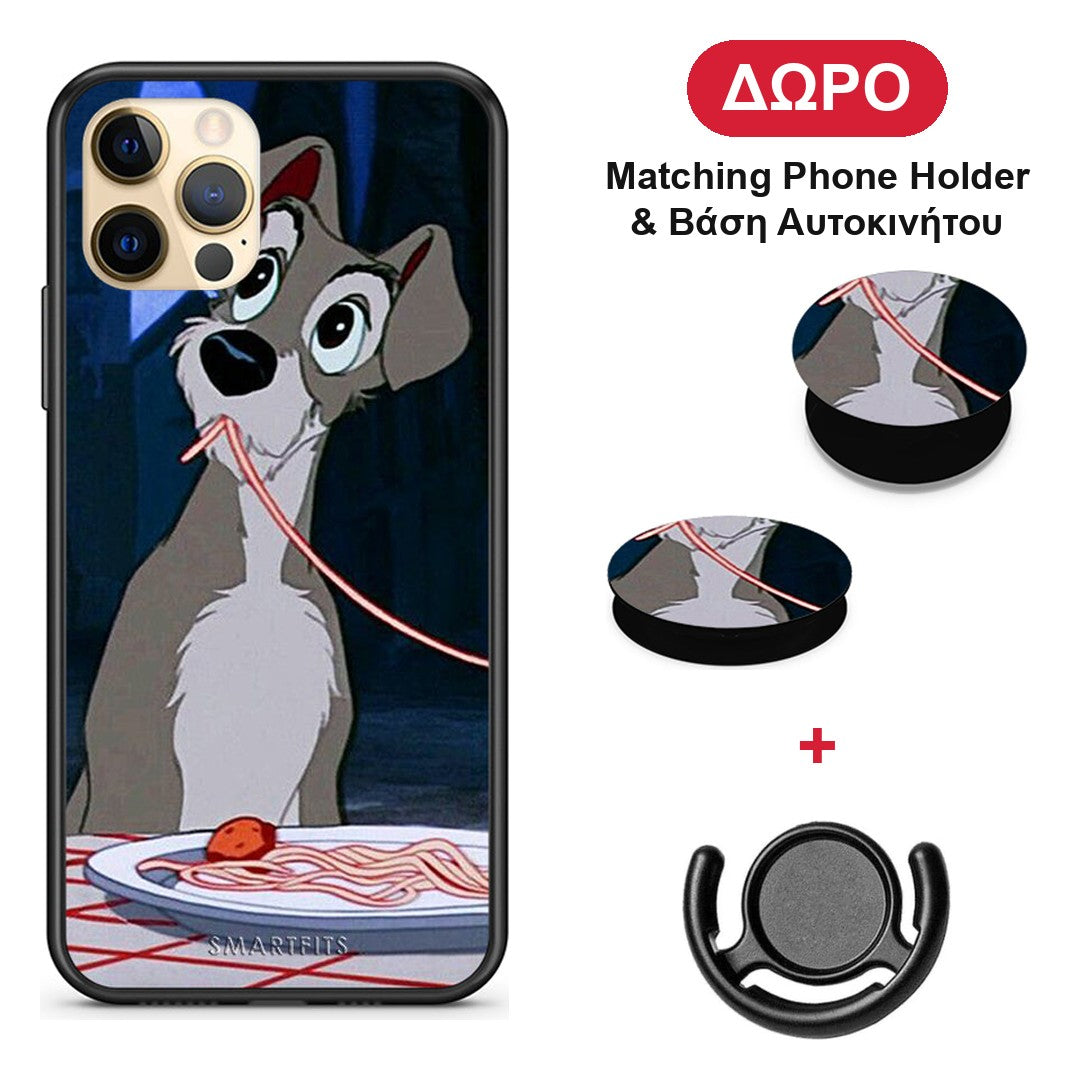 Lady And Tramp 1 - iPhone 12 θήκη + Δώρο Phone Holder & Βάση Αυτοκινήτου