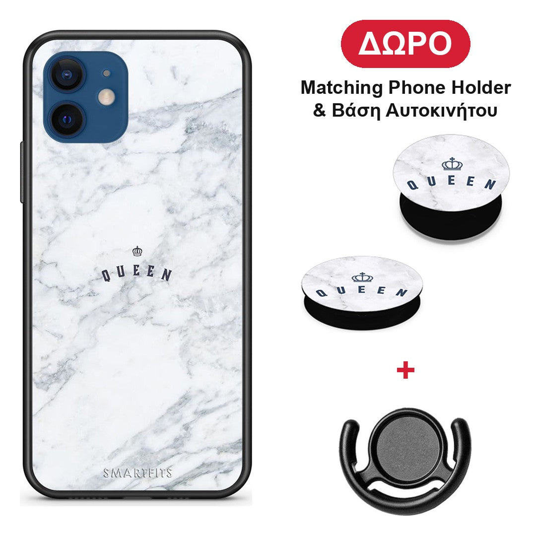 Marble Queen - iPhone 12 θήκη + Δώρο Phone Holder & Βάση Αυτοκινήτου