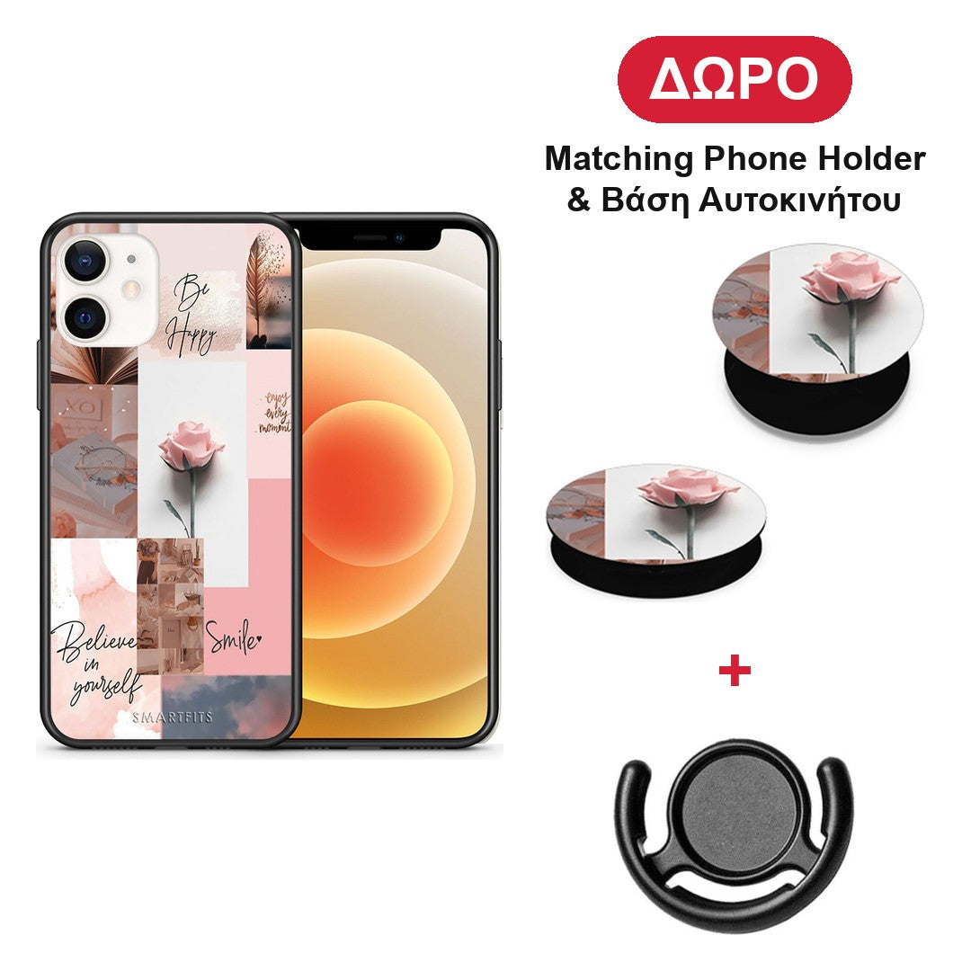 Aesthetic Collage - iPhone 12 Mini θήκη + Δώρο Phone Holder & Βάση Αυτοκινήτου