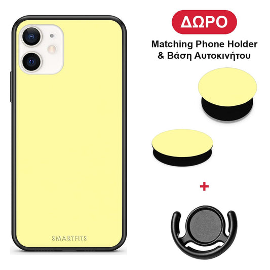 Butter Yellow - iPhone 12 Mini θήκη + Δώρο Phone Holder & Βάση Αυτοκινήτου