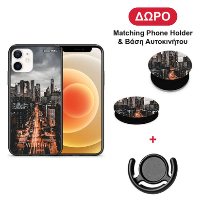 City Lights - iPhone 12 Mini θήκη + Δώρο Phone Holder & Βάση Αυτοκινήτου