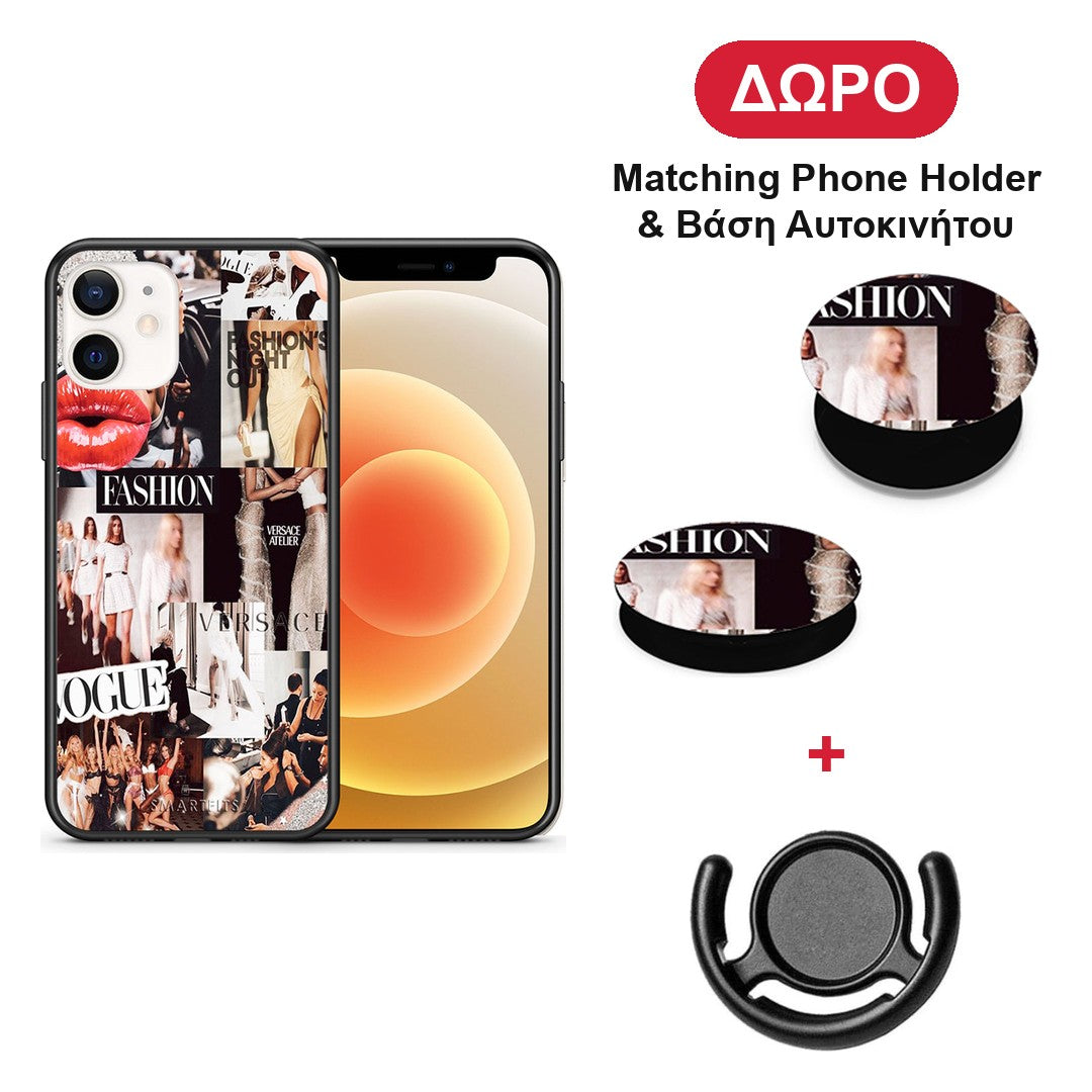 Collage Fashion - iPhone 12 Mini θήκη + Δώρο Phone Holder & Βάση Αυτοκινήτου
