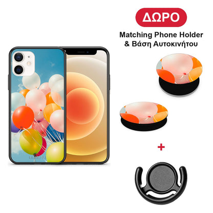 Colorful Balloons - iPhone 12 Mini θήκη + Δώρο Phone Holder & Βάση Αυτοκινήτου