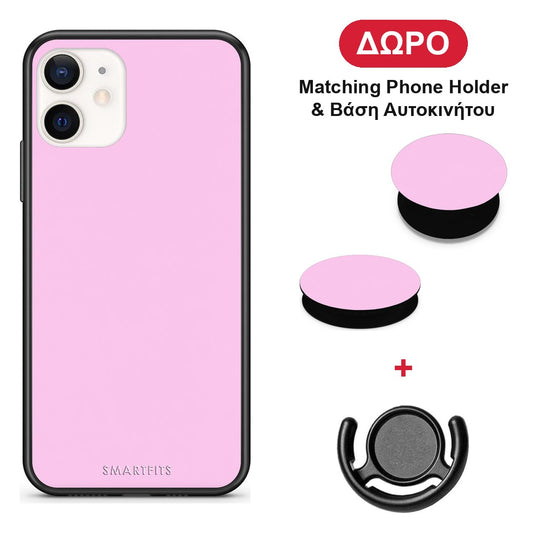 Cotton Candy Pink - iPhone 12 Mini θήκη + Δώρο Phone Holder & Βάση Αυτοκινήτου
