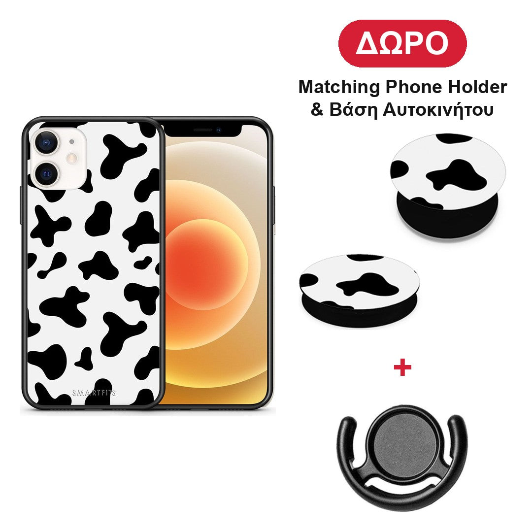Cow Print - iPhone 12 Mini θήκη + Δώρο Phone Holder & Βάση Αυτοκινήτου
