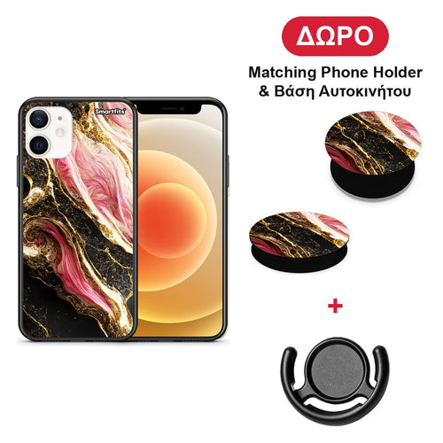 Glamorous Pink Marble - iPhone 12 Mini θήκη + Δώρο Phone Holder & Βάση Αυτοκινήτου