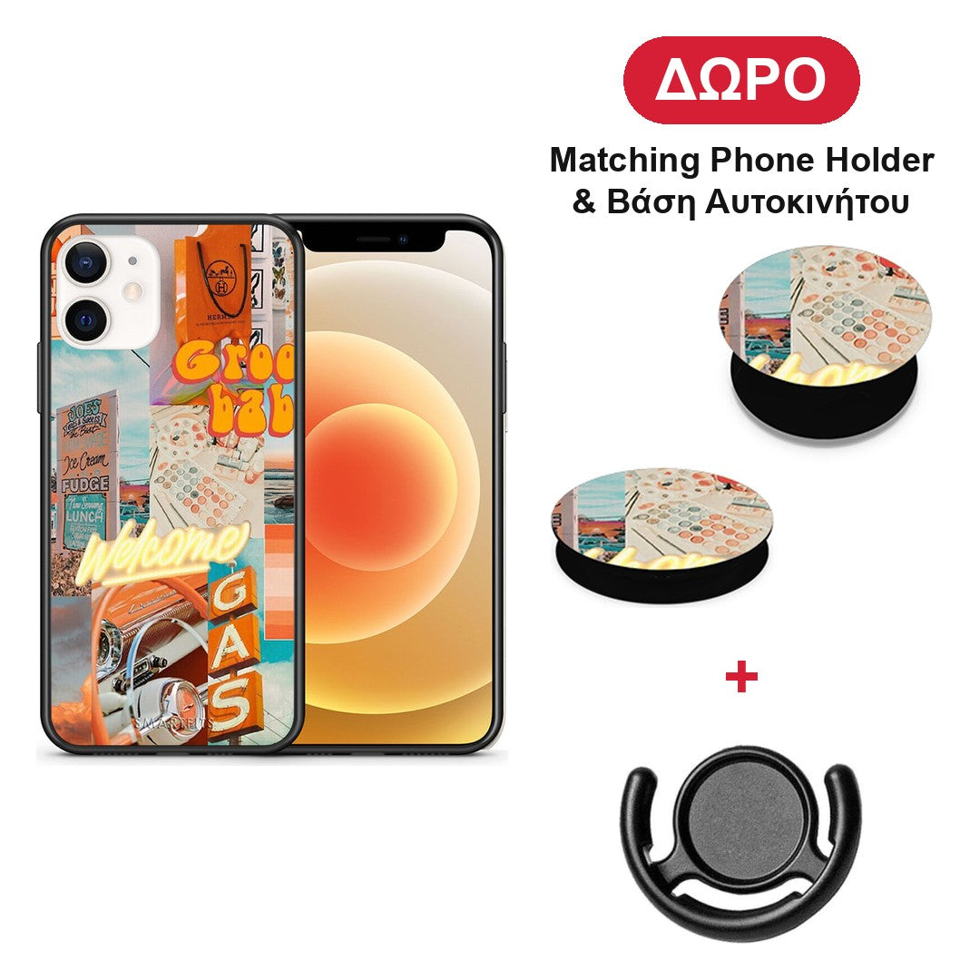 Groovy Babe - iPhone 12 Mini θήκη + Δώρο Phone Holder & Βάση Αυτοκινήτου
