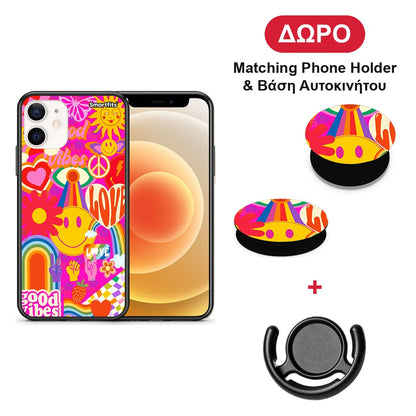 Hippie Love - iPhone 12 Mini θήκη + Δώρο Phone Holder & Βάση Αυτοκινήτου