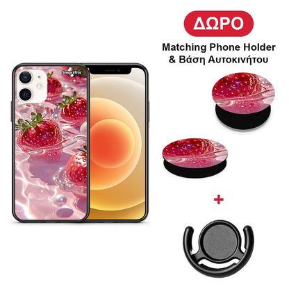 Juicy Strawberries - iPhone 12 Mini θήκη + Δώρο Phone Holder & Βάση Αυτοκινήτου