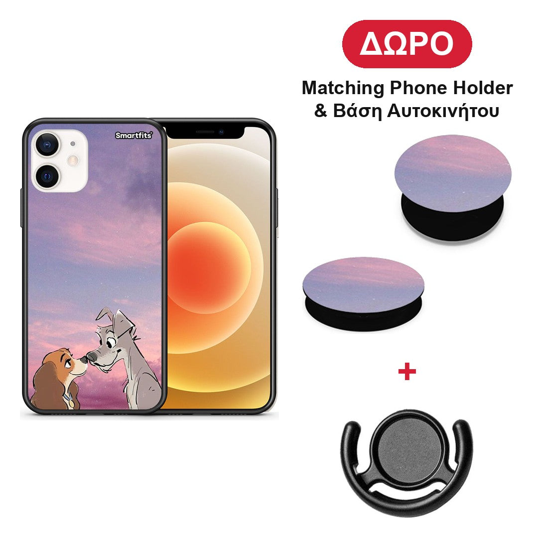 Lady And Tramp - iPhone 12 Mini θήκη + Δώρο Phone Holder & Βάση Αυτοκινήτου