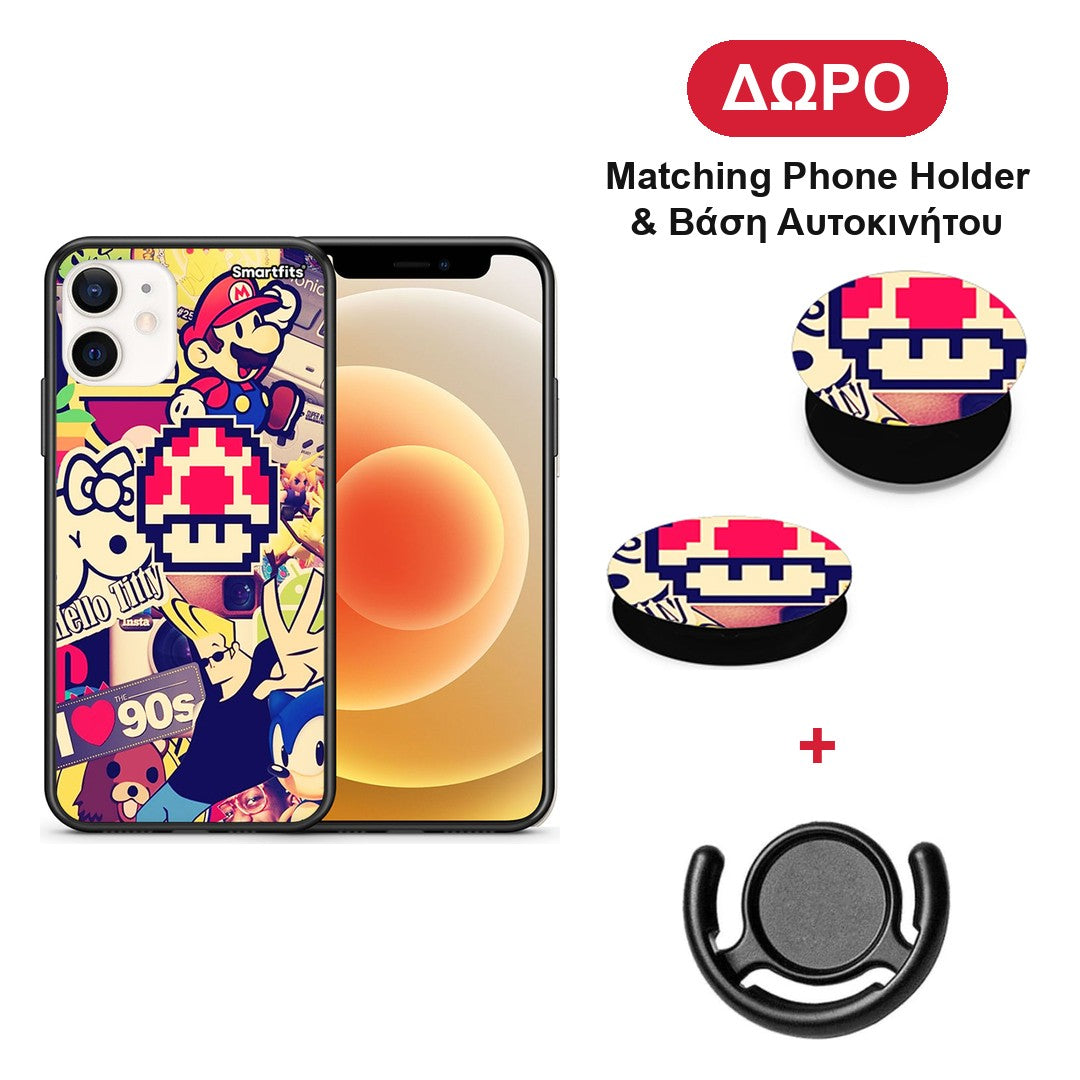 Love The 90s - iPhone 12 Mini θήκη + Δώρο Phone Holder & Βάση Αυτοκινήτου