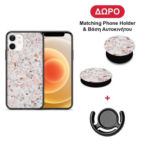 Marble Terrazzo - iPhone 12 Mini θήκη + Δώρο Phone Holder & Βάση Αυτοκινήτου