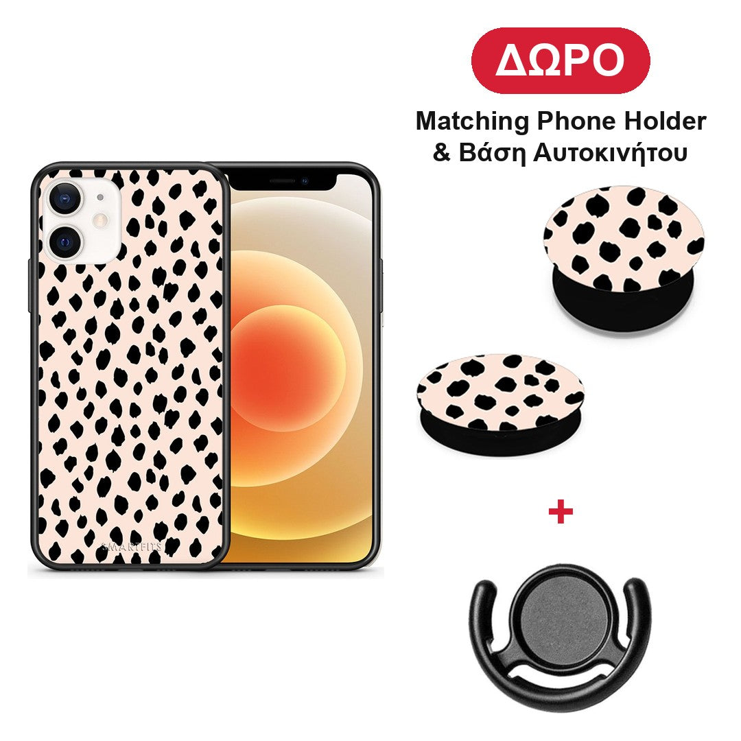 New Polka Dots - iPhone 12 Mini θήκη + Δώρο Phone Holder & Βάση Αυτοκινήτου