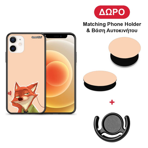 Nick Wilde And Judy Hopps Love 1 - iPhone 12 Mini θήκη + Δώρο Phone Holder & Βάση Αυτοκινήτου