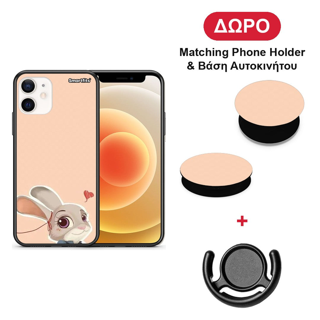 Nick Wilde And Judy Hopps Love 2 - iPhone 12 Mini θήκη + Δώρο Phone Holder & Βάση Αυτοκινήτου