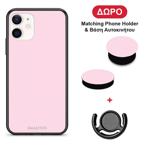 Pale Pink - iPhone 12 Mini θήκη + Δώρο Phone Holder & Βάση Αυτοκινήτου