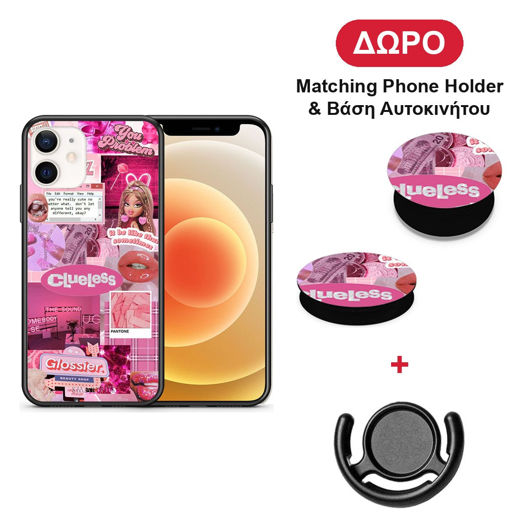 Pink Love - iPhone 12 Mini θήκη + Δώρο Phone Holder & Βάση Αυτοκινήτου