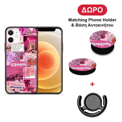 Pink Love - iPhone 12 Mini θήκη + Δώρο Phone Holder & Βάση Αυτοκινήτου