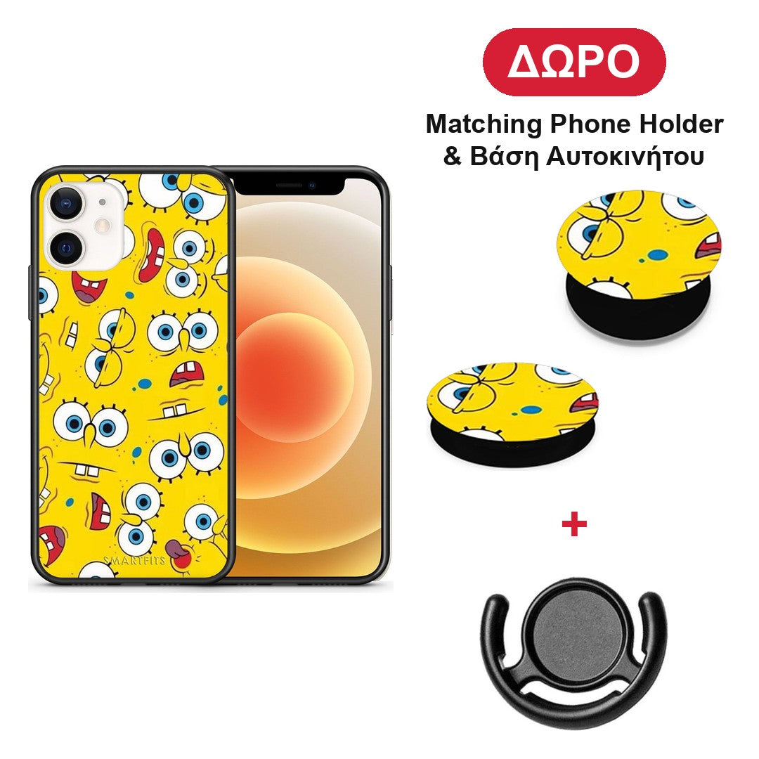 PopArt Sponge - iPhone 12 Mini θήκη + Δώρο Phone Holder & Βάση Αυτοκινήτου