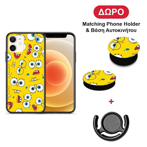 PopArt Sponge - iPhone 12 Mini θήκη + Δώρο Phone Holder & Βάση Αυτοκινήτου