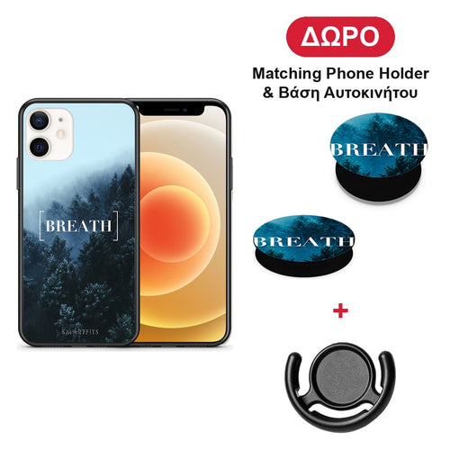 Quote Breath - iPhone 12 Mini θήκη + Δώρο Phone Holder & Βάση Αυτοκινήτου