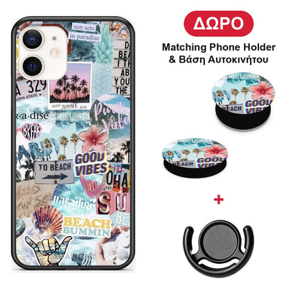 Summer Vibes - iPhone 12 Mini θήκη + Δώρο Phone Holder & Βάση Αυτοκινήτου